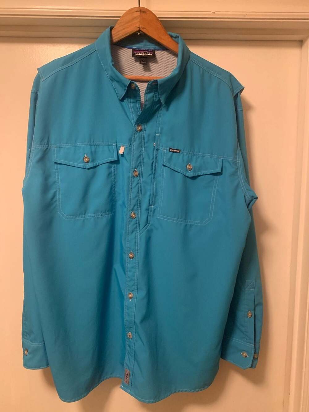 Patagonia Sol Patrol II Shirt Size L Blue Long Sleeve